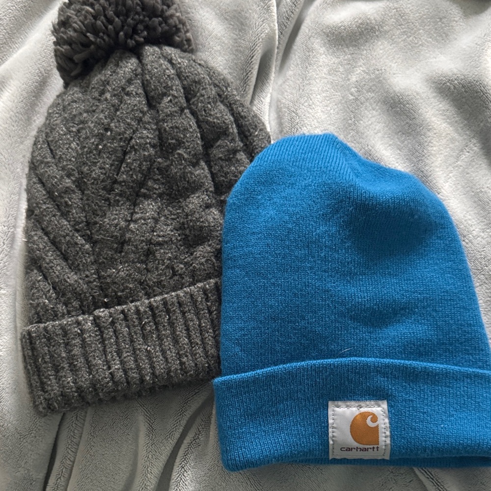 Carhartt Blue Beanie and Aeropostal Grey beanie Set